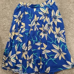 Lularoe Medium Madison Skirt Blue w/ Lilies